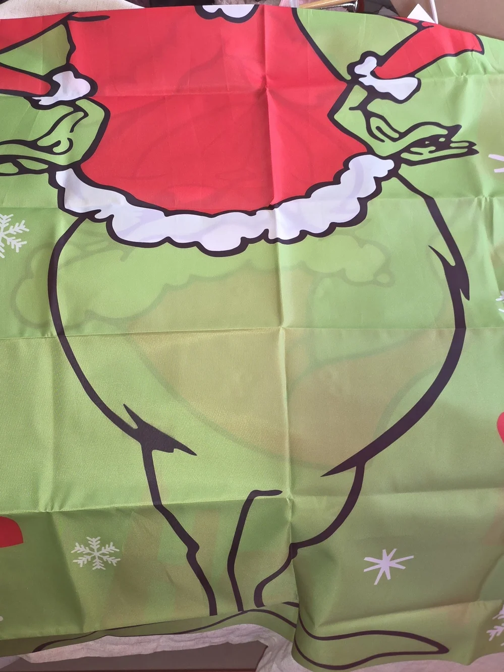 Green Grinch Holiday Throw Pillow Cover with Red Santa Hat